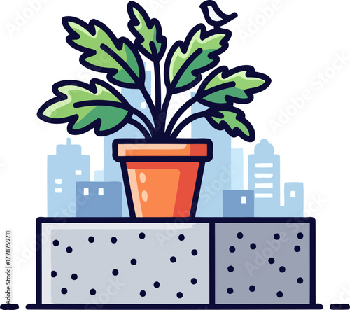 natures respite a charming bird finds sanctuary on a potted plant overlooking the city, isolated on transparent background