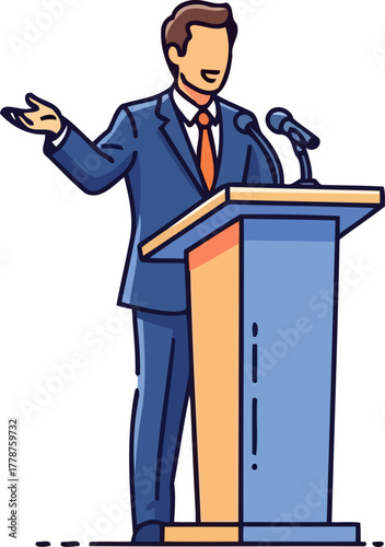 podium power a leaders dynamic address, captivating minds and shaping ideas, isolated on transparent background