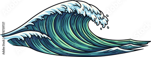 powerful ocean swell dynamic water graphic represents freedom, motion, and aquatic adventure, isolated on transparent background