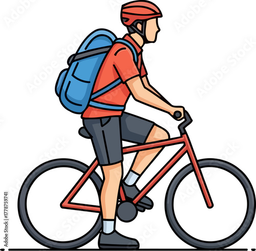 prepared journey a determined rider cycles towards adventure and new discoveries, isolated on transparent background