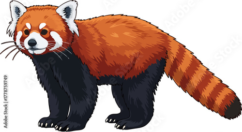 rare asian jewel the red pandas enchanting stance in vivid illustration, isolated on transparent background