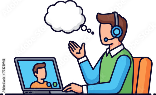 seamless remote support connecting individuals with expert assistance through virtual dialogues, isolated on transparent background