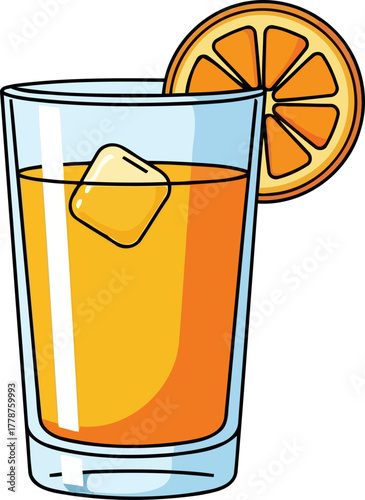 tangy orange chill cartoon beverage illustration for instant revitalization, isolated on transparent background
