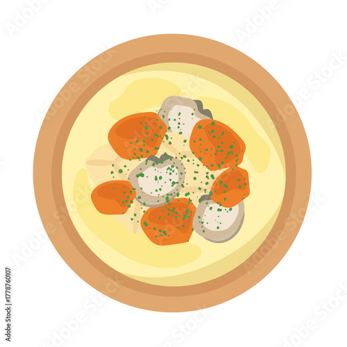 クラムチャウダー　イラスト