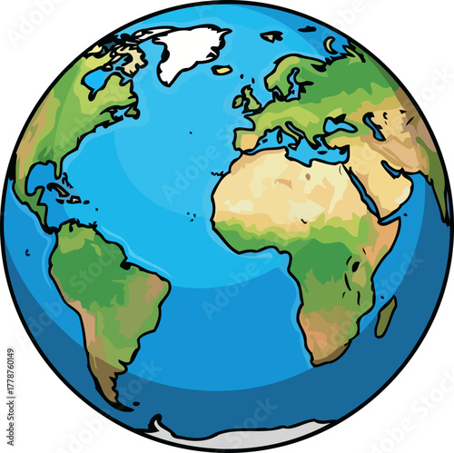 vibrant planetary unity handdrawn world globe illustrating global connection and awareness, isolated on transparent background