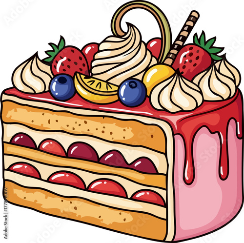 whimsical dessert fantasy vibrant layers of fruity bliss and creamy delights, isolated on transparent background