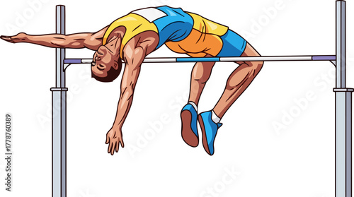 apex of agility dynamic athlete arches gracefully over the high bar, isolated on transparent background