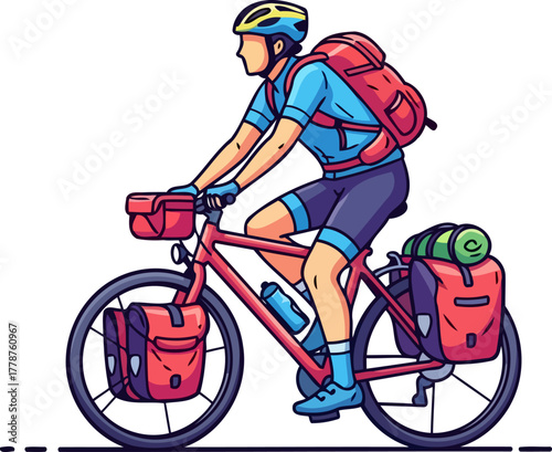 distant trails await prepared cyclist embarks on selfsustained adventure, discovering untamed landscapes, isolated on transparent background