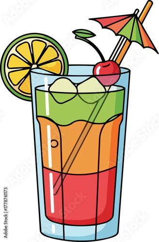 exotic elixir rainbow hues and fruity garnishes for pure summer bliss, isolated on transparent background