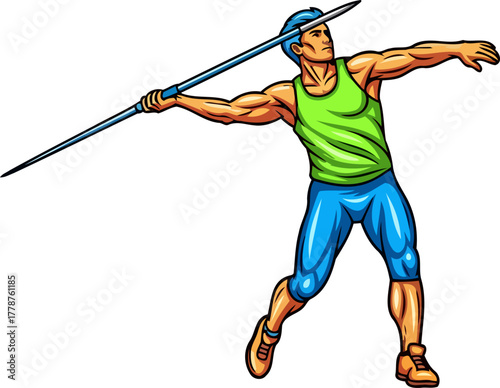 explosive force dynamic athletes focused javelin launch reaching for victory, isolated on transparent background