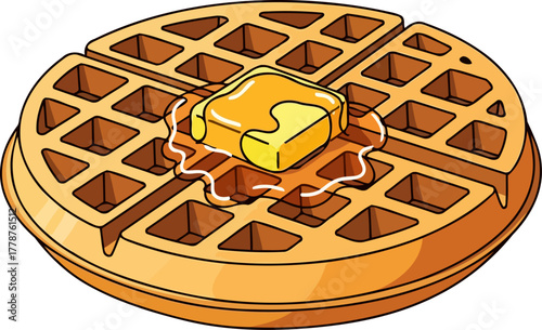 golden grid morning bliss syrupdrenched delight for a sweet start, isolated on transparent background