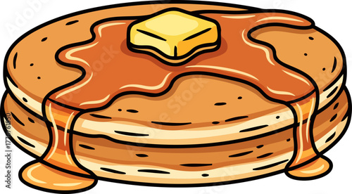 golden stack of morning joy dripping syrup and melting butter delight, isolated on transparent background