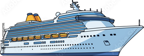 majestic cruise liner charting courses to exotic destinations and serene maritime adventures, isolated on transparent background