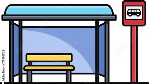 rhythm of the city an iconic bus stop symbolizing daily commutes and journeys, isolated on transparent background