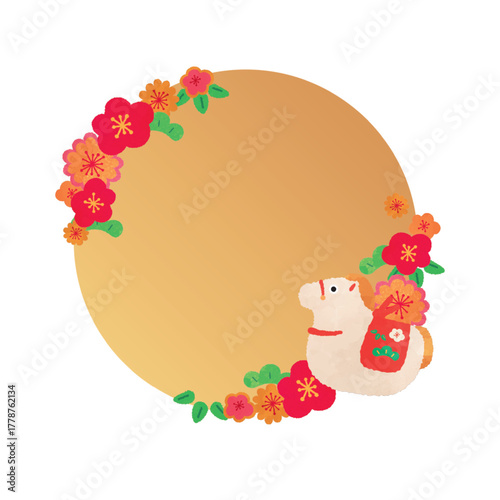 午年の丸型フレームデザインテンプレート