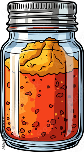 spiced elixir a vibrant jar of culinary mystery and flavorful potency, isolated on transparent background