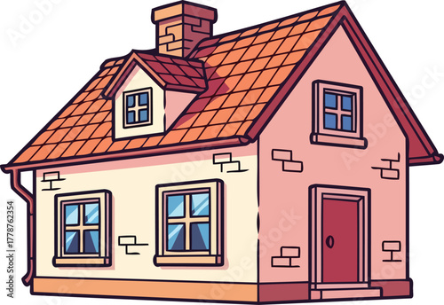 storybook dwelling quaint architecture invites warmth, comfort, and imagination, isolated on transparent background