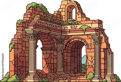 stone sentinels ancient ruins guarding timeless narratives of forgotten empires and eras, isolated on transparent background