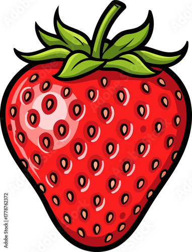 summers sweetheart cheerful cartoon strawberry icon for bright designs, isolated on transparent background