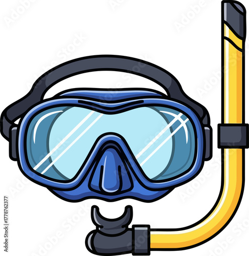submerged world view colorful snorkel mask inviting exploration and marine discovery, isolated on transparent background