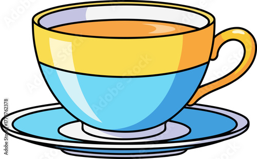 sunny sip an adorable cartoon cup holding a steaming, golden drink, isolated on transparent background