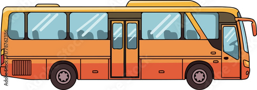 sunny street shuttle connecting destinations with simple charm and efficient city mobility, isolated on transparent background