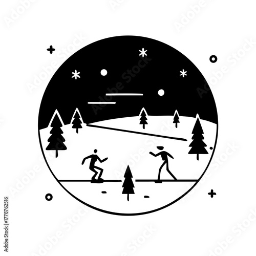 People having a snowball fight in a winter landscape