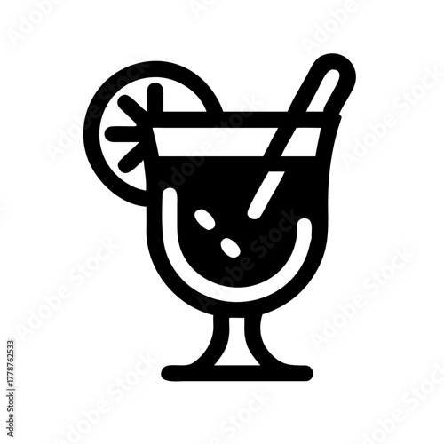 Refreshing cocktail with lemon slice for party