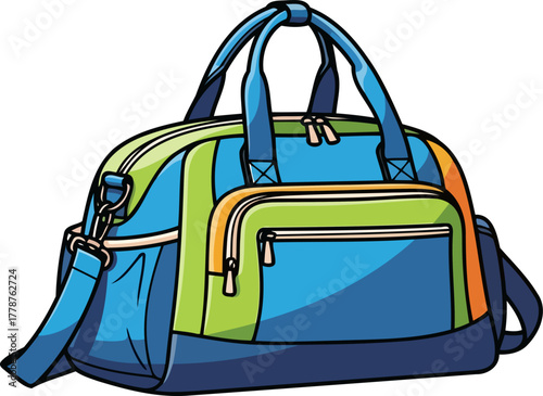 vibrant adventure duffel your colorful companion for dynamic journeys and active pursuits, isolated on transparent background