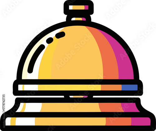 vibrant call to action modern service bell signaling prompt attention and guest welcome, isolated on transparent background