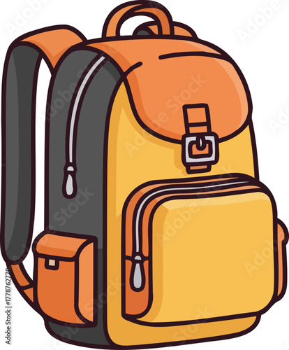 vibrant satchel carrying daily essentials, ready for new journeys and learning, isolated on transparent background