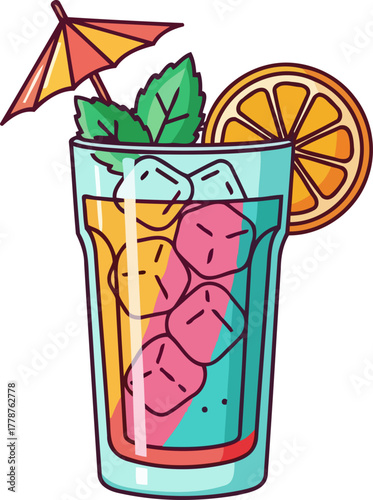 vibrant summer cocktail art your animated sip of pure vacation bliss, isolated on transparent background
