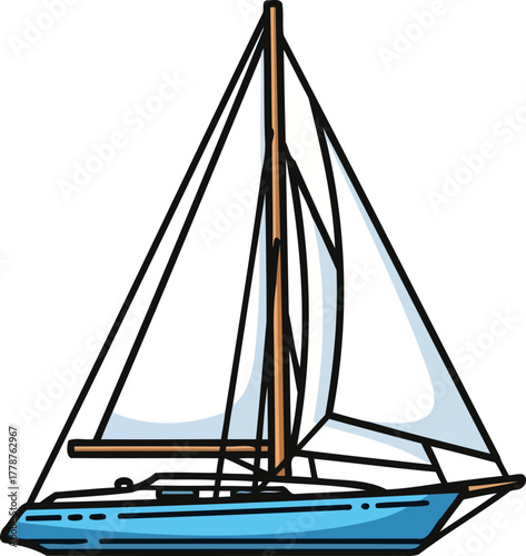 voyage azure sailboat symbolizing discovery, leisure, and the call of the sea, isolated on transparent background