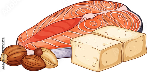 vitality plate essential nutrients and proteins powering a balanced, wholesome diet, isolated on transparent background