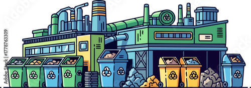 circular economy hub a bright vision of waste transformation and resource renewal, isolated on transparent background