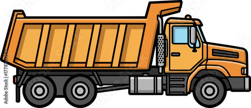 construction titan this sturdy orange dump truck powers projects, moving earth and materials, isolated on transparent background