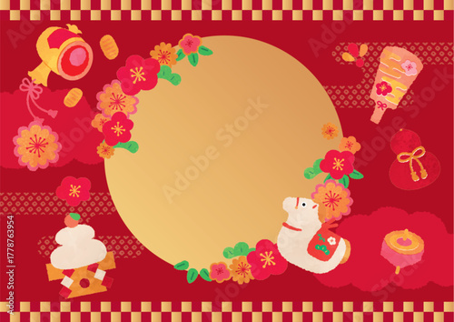 午年の新年デザインテンプレート