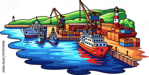 harbors heartbeat international vessels drive dynamic global trade and supply, isolated on transparent background