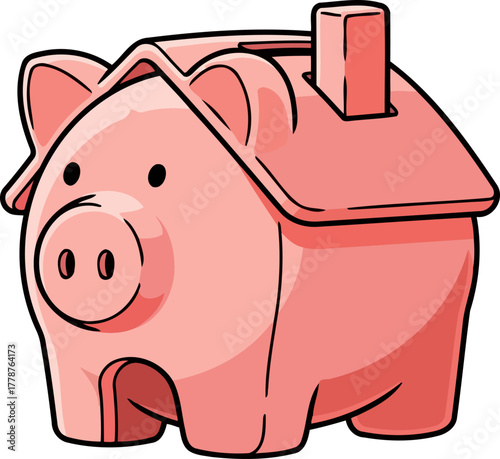 home sweet savings charming piggy bank fuses finance with domestic dreams, isolated on transparent background