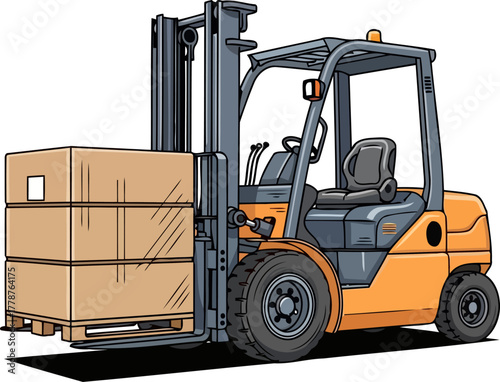 heavy lifter dependable forklift moving palletized goods, ensuring industrial efficiency, isolated on transparent background