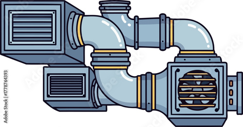 invisible infrastructure regulating air movement for optimal modern building performance, isolated on transparent background