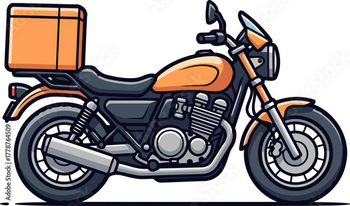 orange express swift urban delivery motorcycle connecting customers with essential services, isolated on transparent background