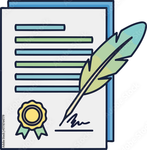 quills mark affirming agreements and legacy on official parchment, isolated on transparent background