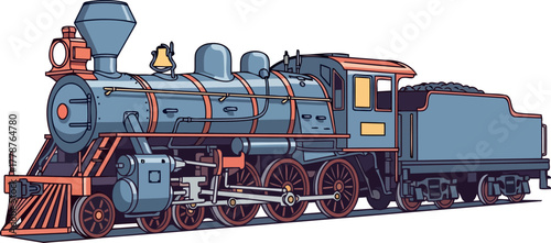 retro rails adventure iconic steam engine sparks imagination and historical travel, isolated on transparent background