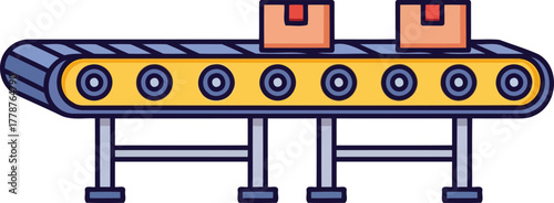 seamless flow packages glide effortlessly along the industrial conveyor system, isolated on transparent background