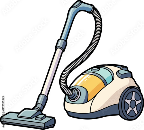 vibrant vacuum cartoon powerhouse for quick cleanup and a refreshing dwelling, isolated on transparent background