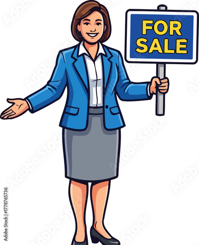 welcoming agent unlocks opportunities presenting properties and business ventures with confidence, isolated on transparent background