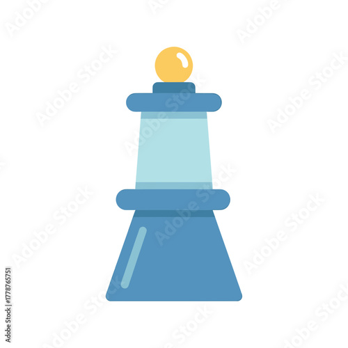 Illustration of a blue chess piece with a yellow ball on top.