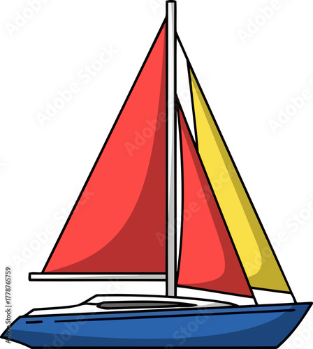 whimsical voyage bright sails catching wind for a refreshing maritime journey, isolated on transparent background