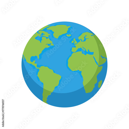 Illustration of the Earth showing continents and oceans.